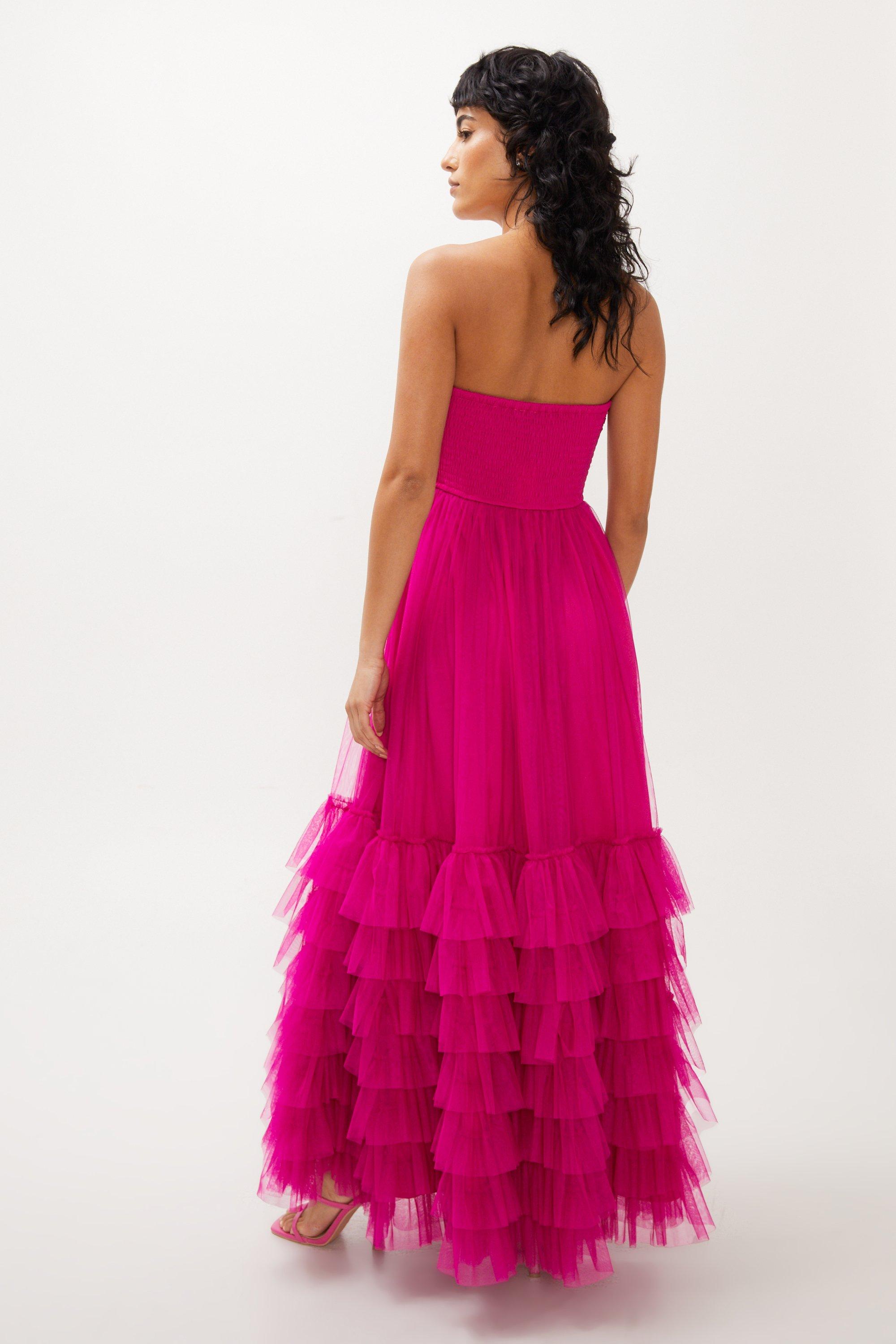 Pink tulle maxi dress online